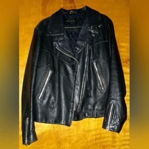 Vintage 70s AMF Harley Davidson  Leather Motorcycle Jacket Size 42 Black